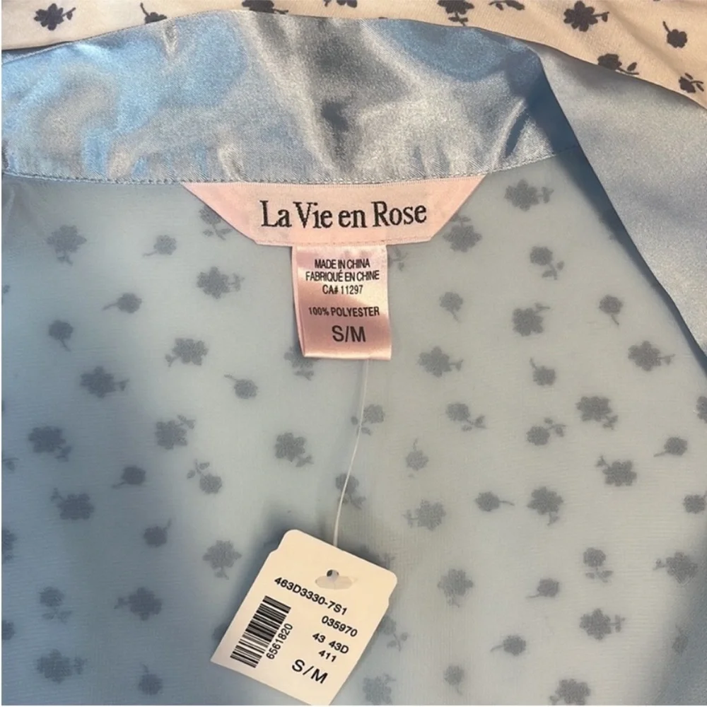 Le Vie en Rose NWT Semi Sheer Robe With Satin & Embroidery - Picture 4 of 6